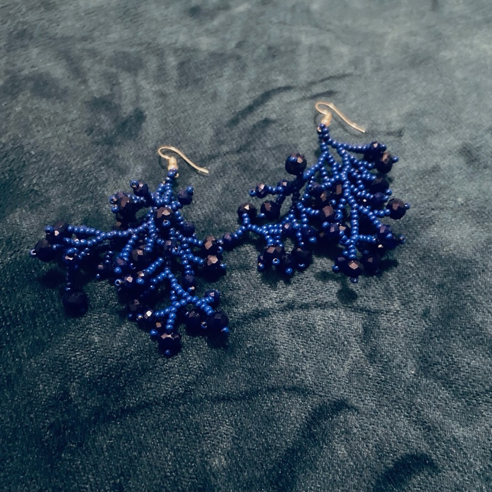 Elegant Blue Beaded Earrings